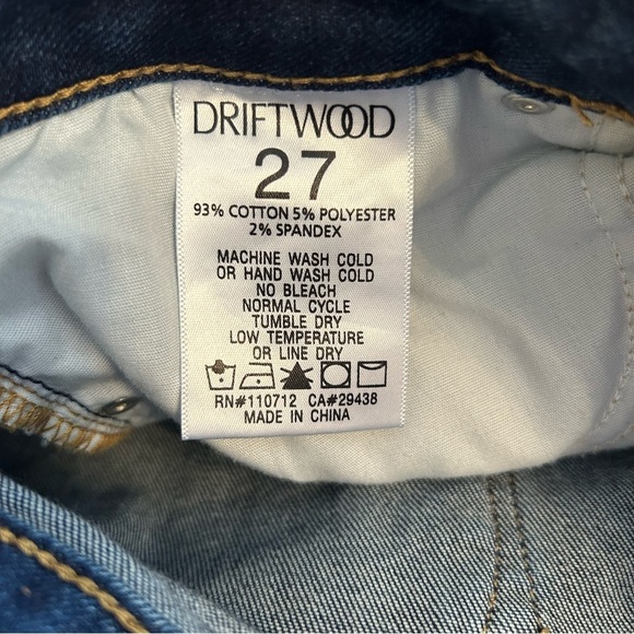 Driftwood Meg Button Fly High Rise Straight Leg Denim Jeans, Size 27 - Picture 7 of 8